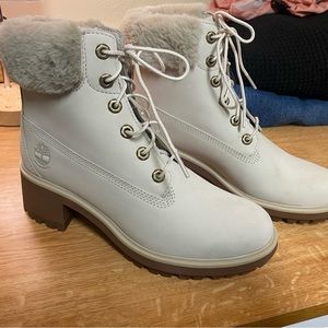 Timberland Kinsley Waterproof Combat Boot: Light Gray/Off-White: Size 8.5 Womens